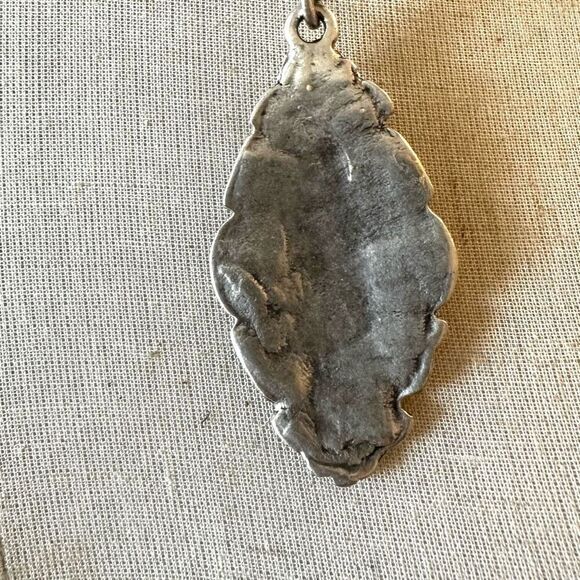 Silver tone pendant necklace on black cord - Picture 5 of 6